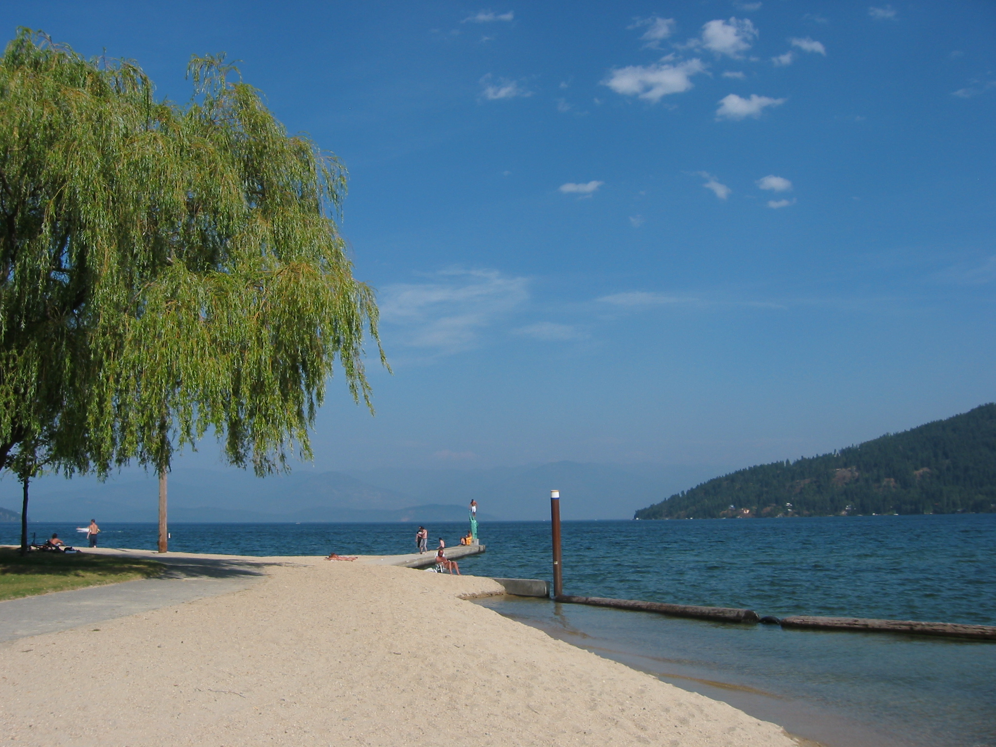 City Beach and mountains in Sandpoint
